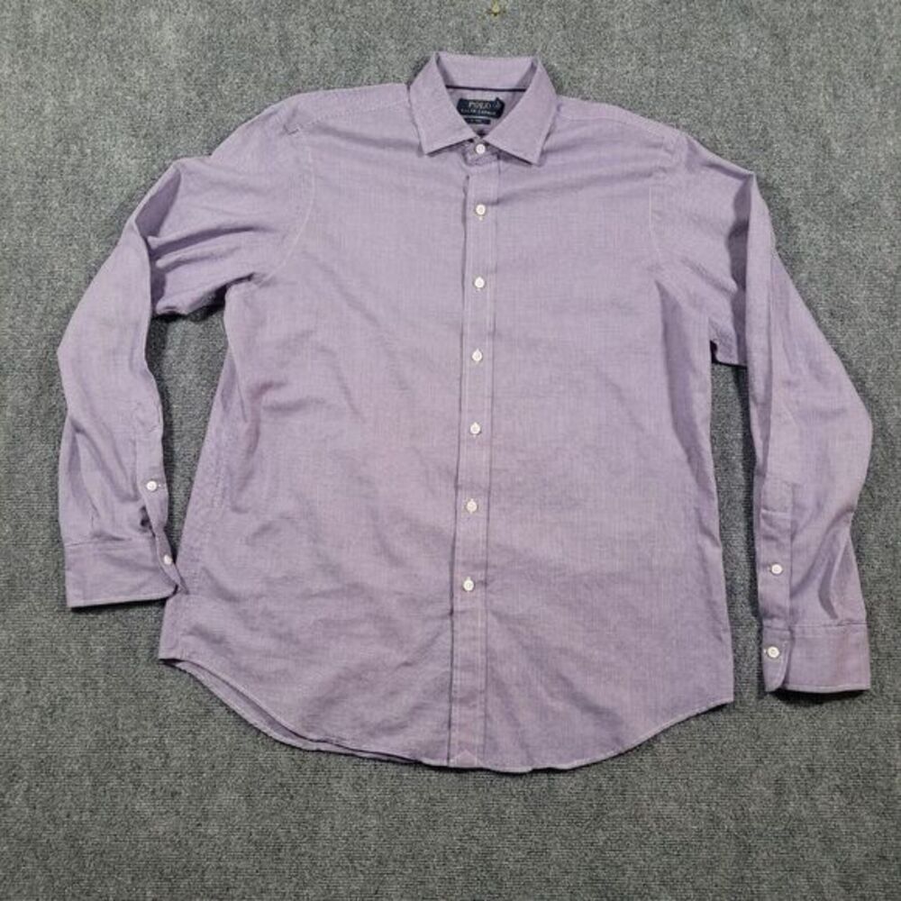 Ralph Lauren RL Twill Shirt Mens Large Micro‎ Gingham Check Button Down Purple - Picture 2 of 10